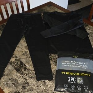 Sleek Black Matching Therma John Sets for Effortless Style